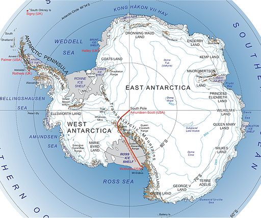 Map of Antarctica showing McMurdo Station