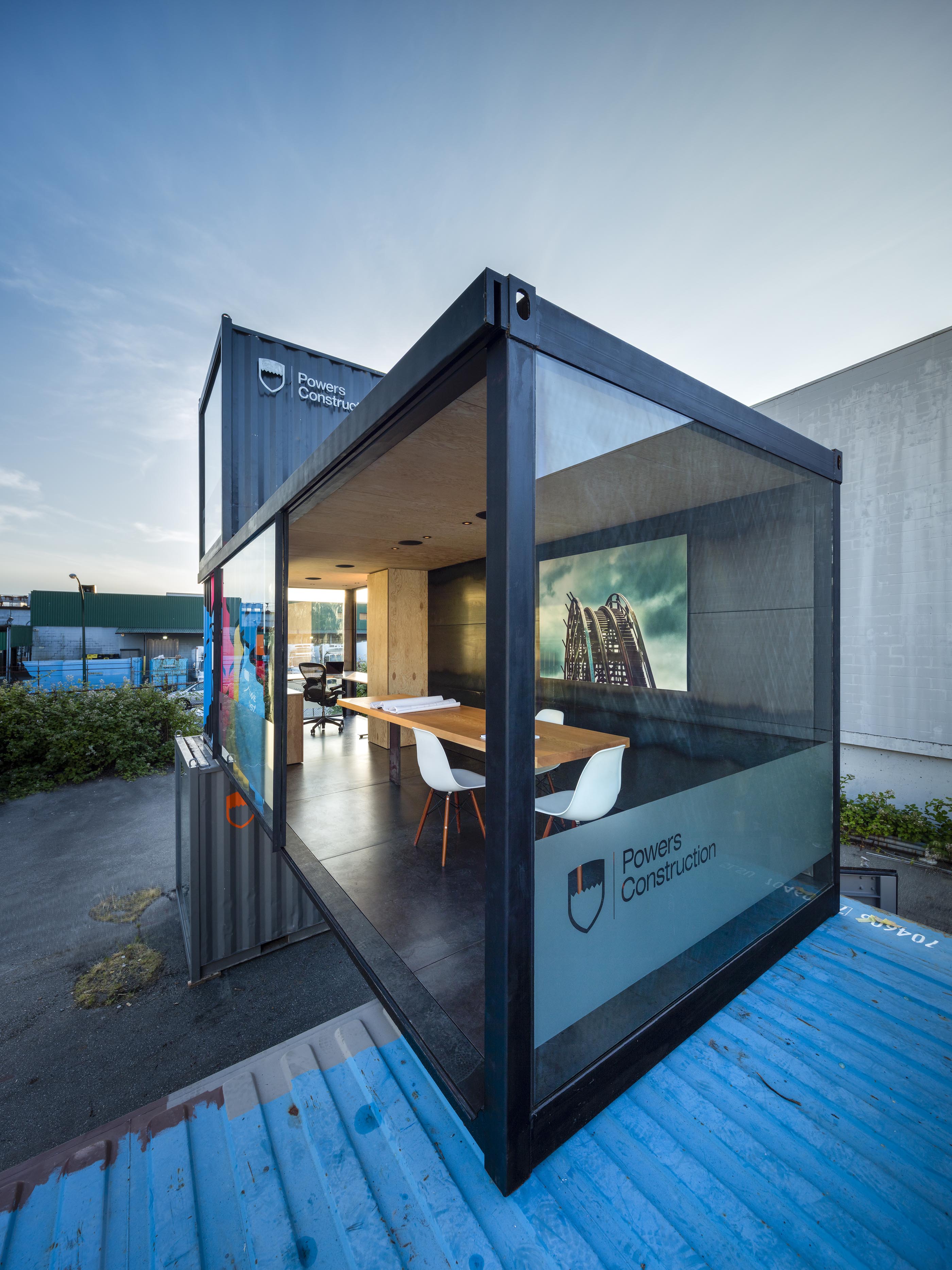 interior of the mobile office made from shipping container