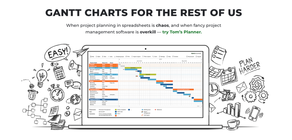 Screenshot of Tom's Planner dashboard.