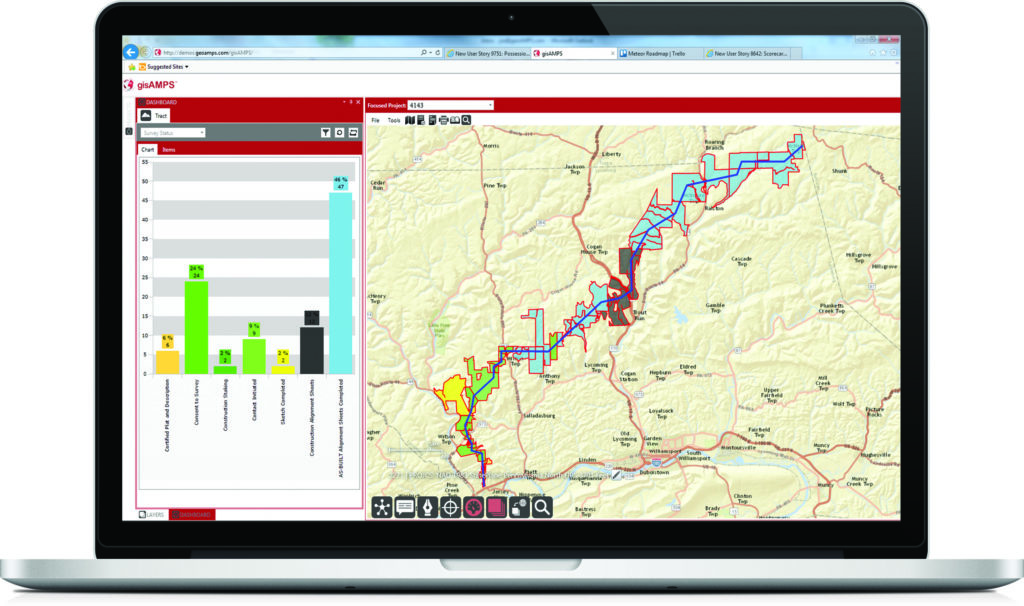 gisamps screen showing real-time project mapping interface