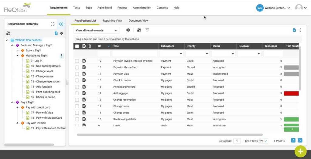 Reqtest Enhanced Requirements Traceability screenshot