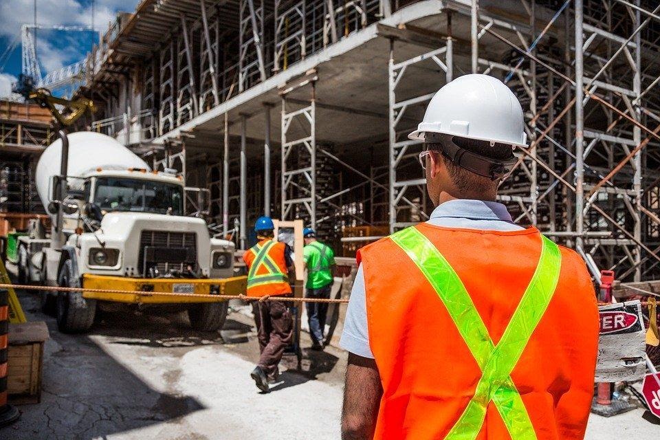 construction manager looking at construction site