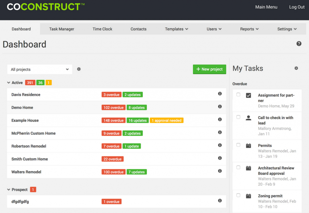 CoConstruct Project Cost Software Screenshots