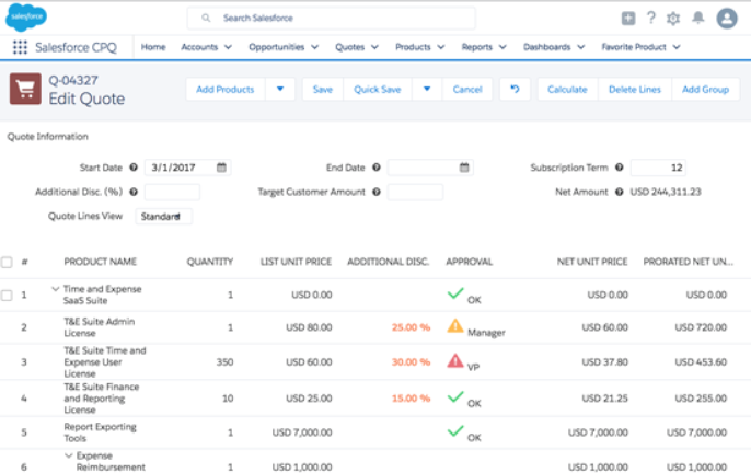 Salesforce CPQ Software Vendors Screenshot