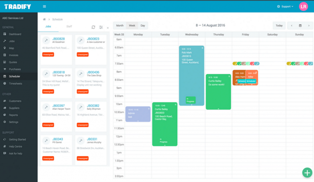 Tradify Project Cost Software Screenshots