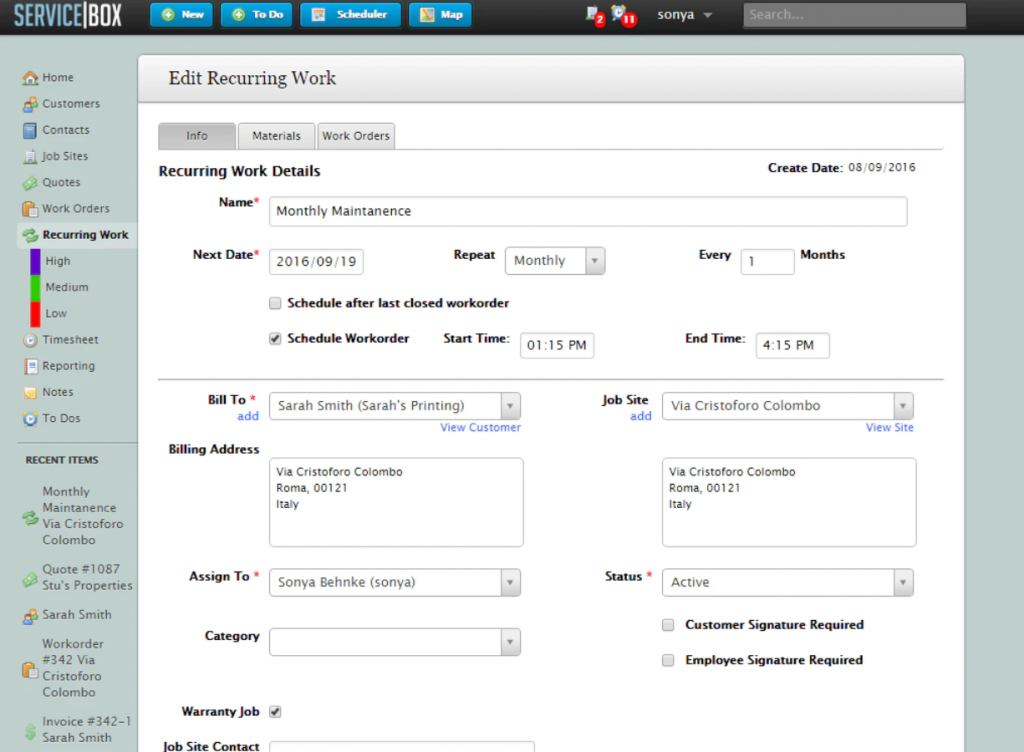 ServiceBox HVAC Software For Invoicing, Bidding & Scheduling Screenshot