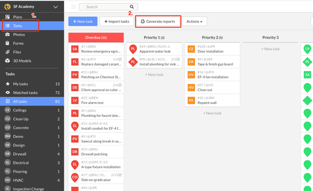 Online Construction Project Management Software Screenshot